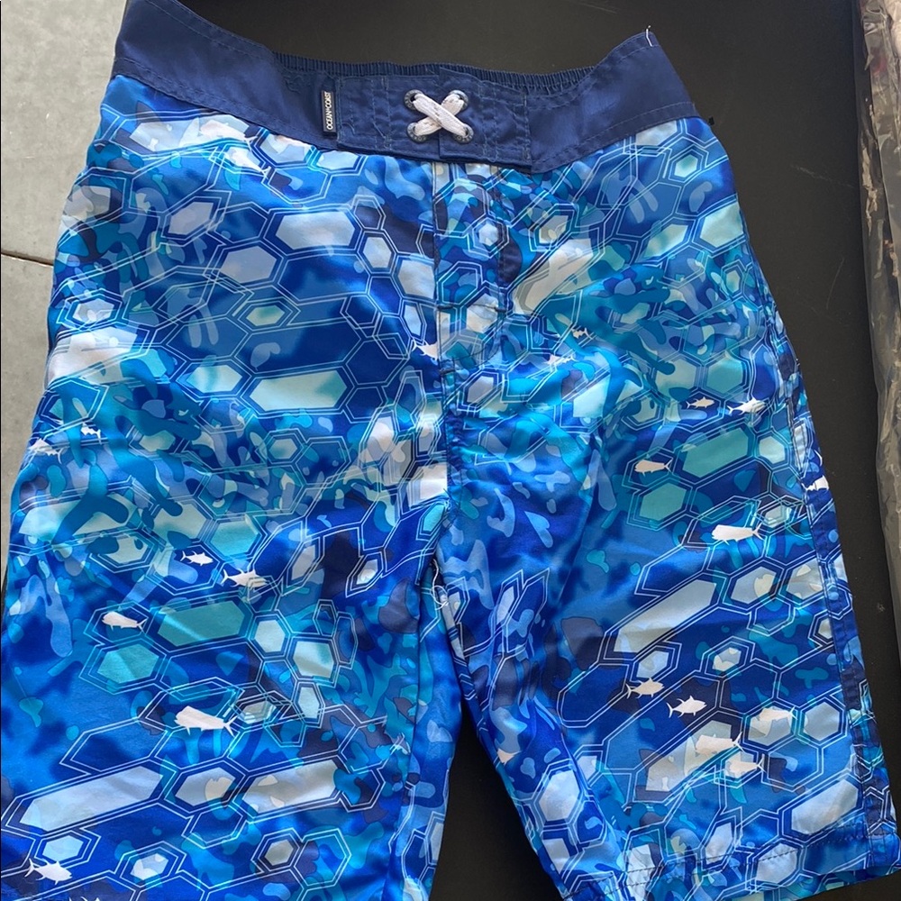 Blue Geometric Swim Shorts